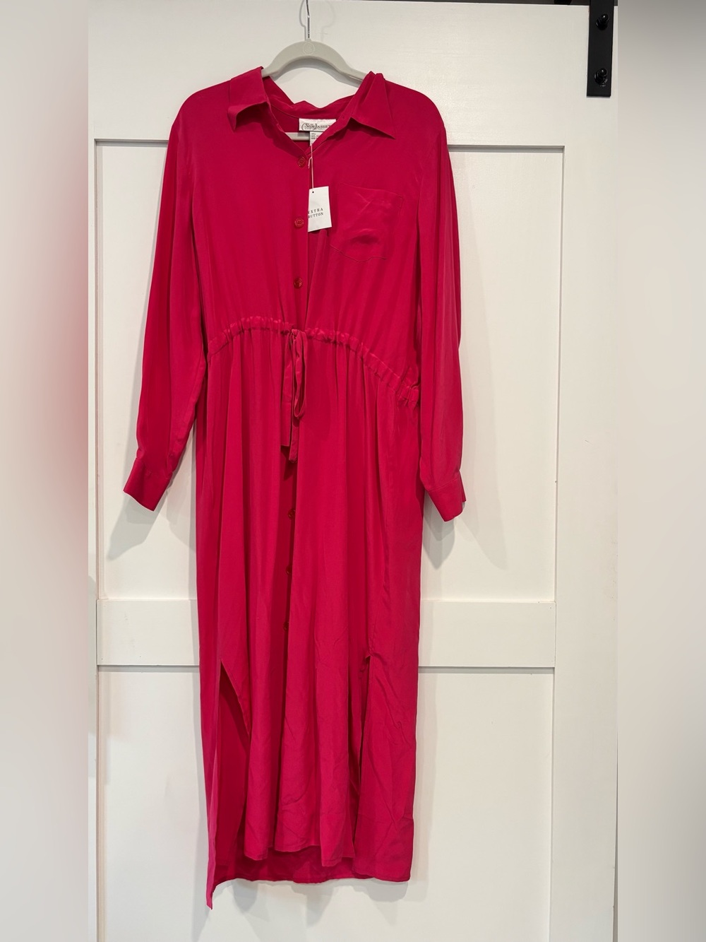 Diane Von Furstenberg Hot Pink Maxi Shirt Dress